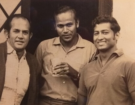 L-R Ranjith Sri Nissanka, Selva Kanagasabai and Anura at Eskdale bungalow in 1970
