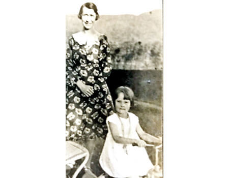 Five-year-old Elizabeth with Marwood’s wife Margaret in Ceylon