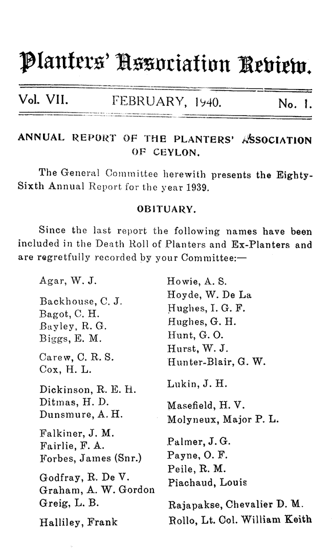 1940 Planters Association Review