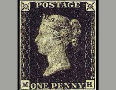 Penny Black – the first postage stamp which was issued by Britain in 1840