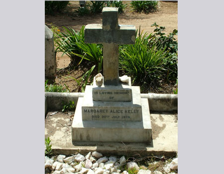 Margaret Kelly's tombstone at St Mary's Chapel in Bogwantalawa. Douglas most likely was buried at this grave too as there is no separate tombstone for him at this cemetery