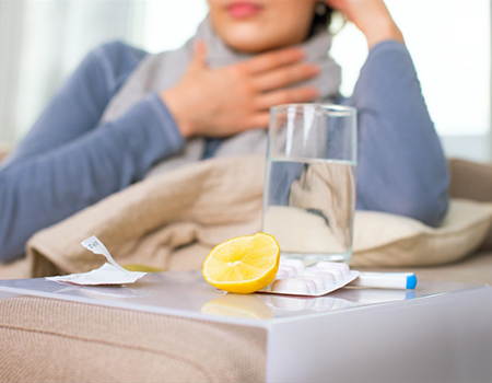 woman vitamin c cold sick ill lemon flu