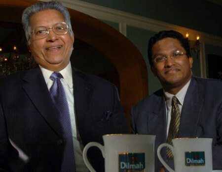 Dilmah founder Merrill Fernando, left, and his son Dilhan in 2004.