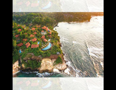 The resort at Cape Welligama is perched on a cliff overlooking the bay not far from Galle