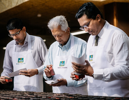 From left: Malik, Merrill and Dilhan – Dilmah takes pride in producing authentic, natural and ethical Sri Lankan tea of the finest quality 