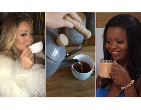 Singer Mariah Carey and Big Brother housemate Angela love their tea, Credit: Twitter/Getty/Seven Network