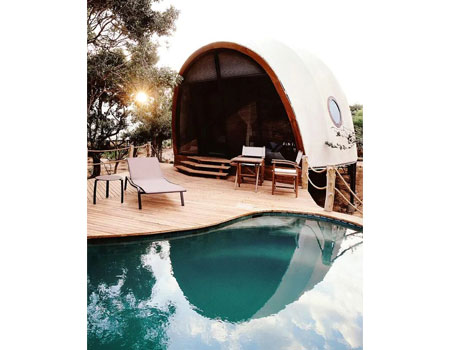  Each Cocoon Pool Suite has a four-poster bed, bathtub and private pool.