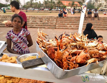 Street food stalls on Galle Face Green.