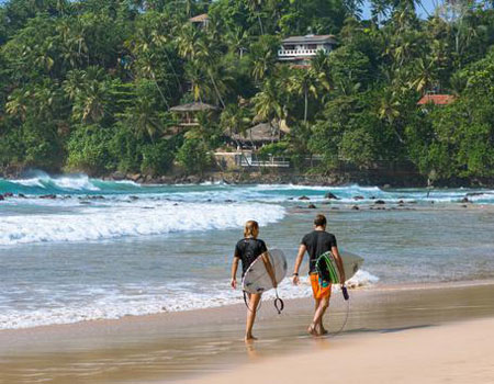 PHOTO: Mirissa on Sri Lanka's southern coast is a popular spot for aquatic sports. (Photo via iStock Editorial / Getty Images Plus / traumschoen)