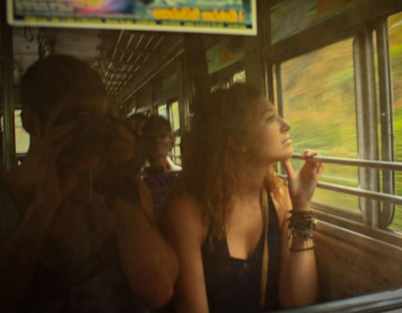 Enjoying a scenic train ride while in Sri Lanka