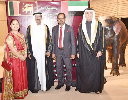 Dr Abdullah Bin Mohammed Belhaif Al Nuaimi with Charitha Yattogoda and other officials at the event in Dubai.