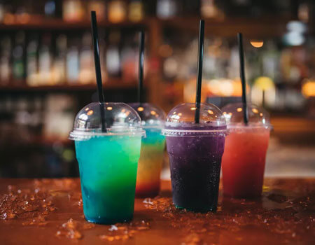 Blended teas often resemble slushies and other colorful iced drinks.