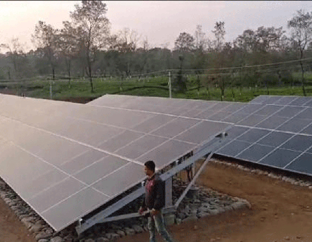 The solar panels at Chengmari tea estate in Nagrakata block of Jalpaiguri.<br>
Biplab Basak