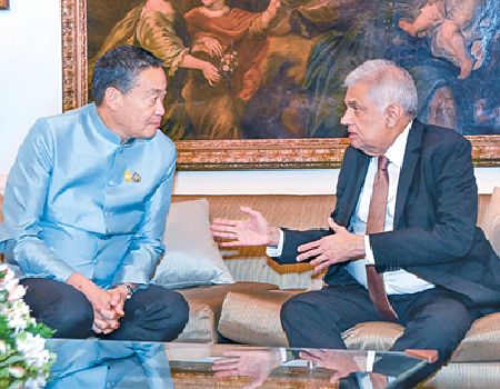 President Ranil Wickremesinghe holding bilateral talks with Thai Prime Minister Srettha Thavisin