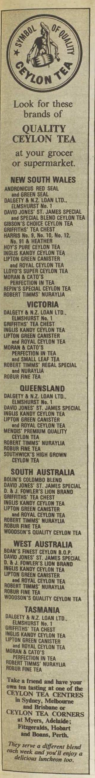 90.Quality Ceylon Tea - Look for these brands