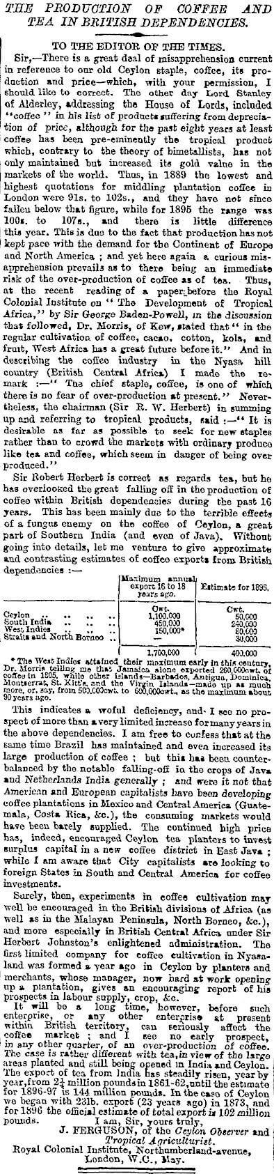 17.The Production of Coffee and Tea in British Dependencies