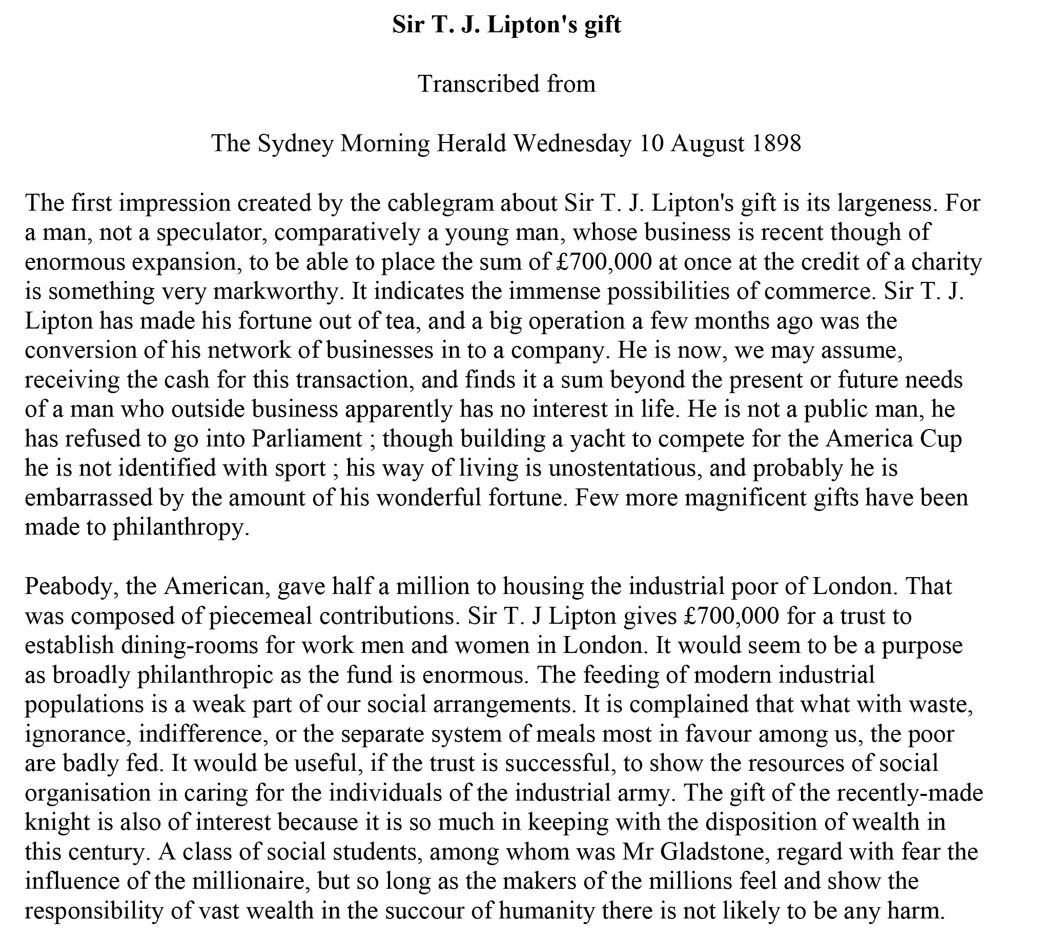04.Sir T.J. Lipton's Gift