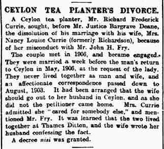 85. Ceylon Tea Planter's Divorce
